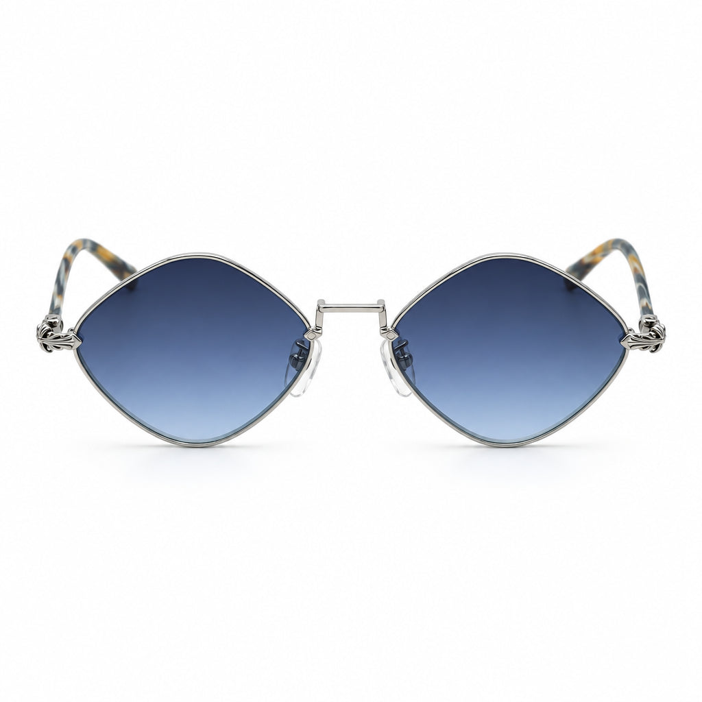 Chrome Hearts Diamond Dog 1413 Unisex Silver Grey Oval Diamond Sunglasses=
