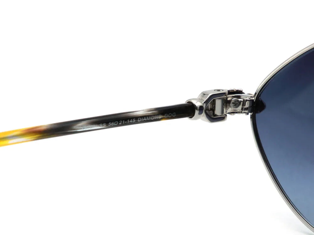 Chrome Hearts Diamond Dog 1413 Unisex Silver Grey Oval Diamond Sunglasses=
