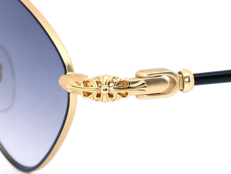 Chrome Hearts Diamond Dog 2155 Unisex Gold & Black Diamond Sunglasses