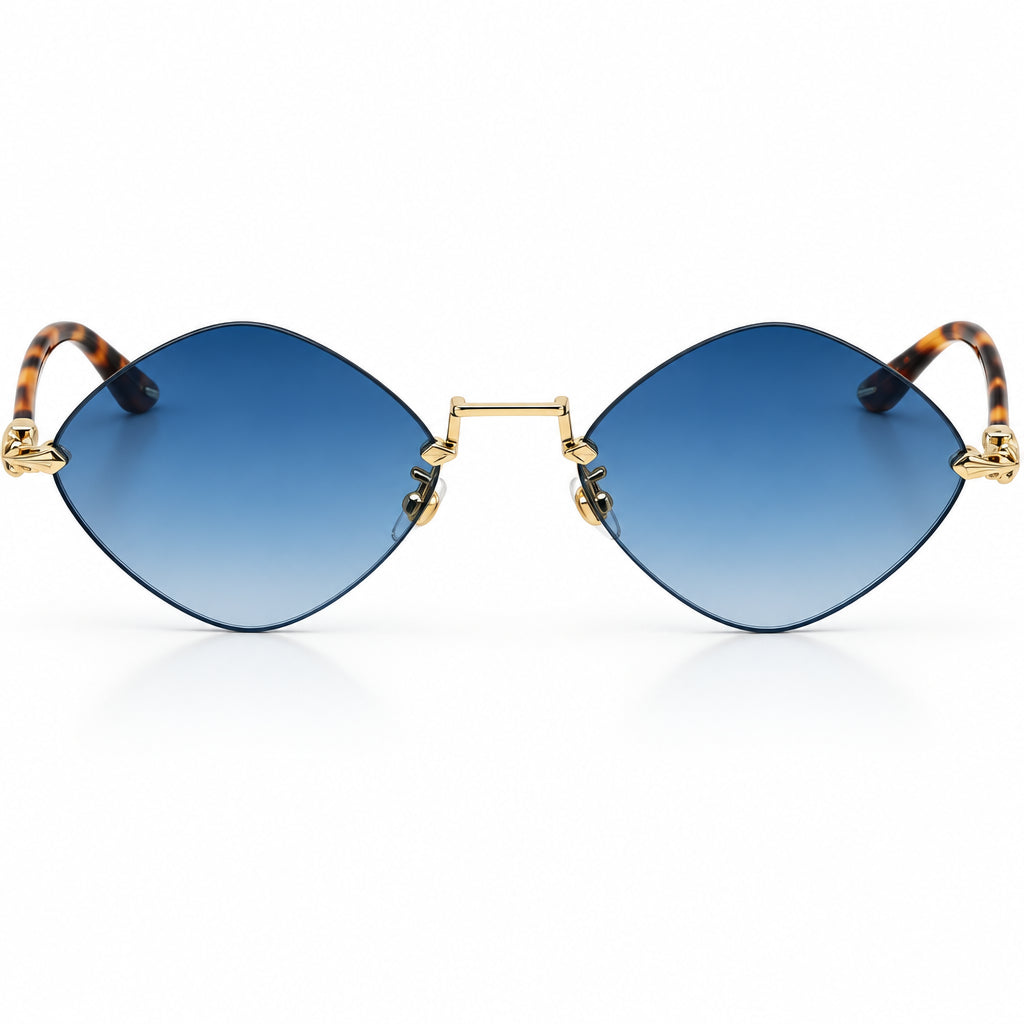 Chrome Hearts Diamond Dog 1411 Unisex Tortoise & Gold Gothic Geometric Sunglasses