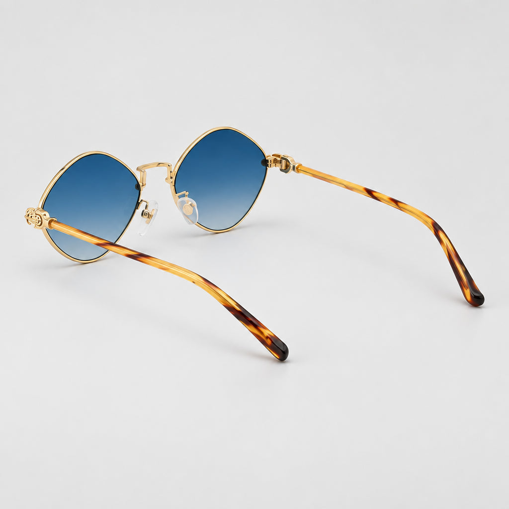 Chrome Hearts Diamond Dog 1411 Unisex Tortoise & Gold Gothic Geometric Sunglasses