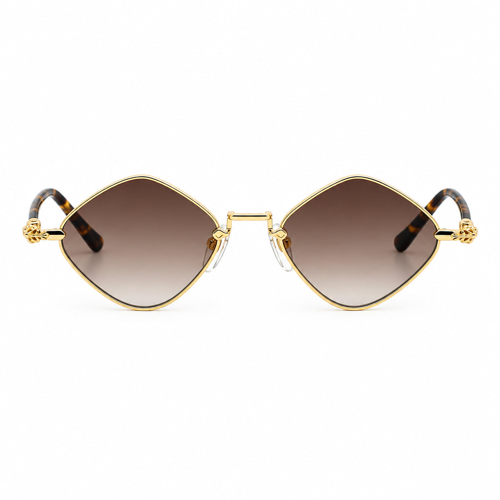Chrome Hearts Diamond Dog 2157 Unisex Gold & Tortoiseshell Diamond Sunglasses