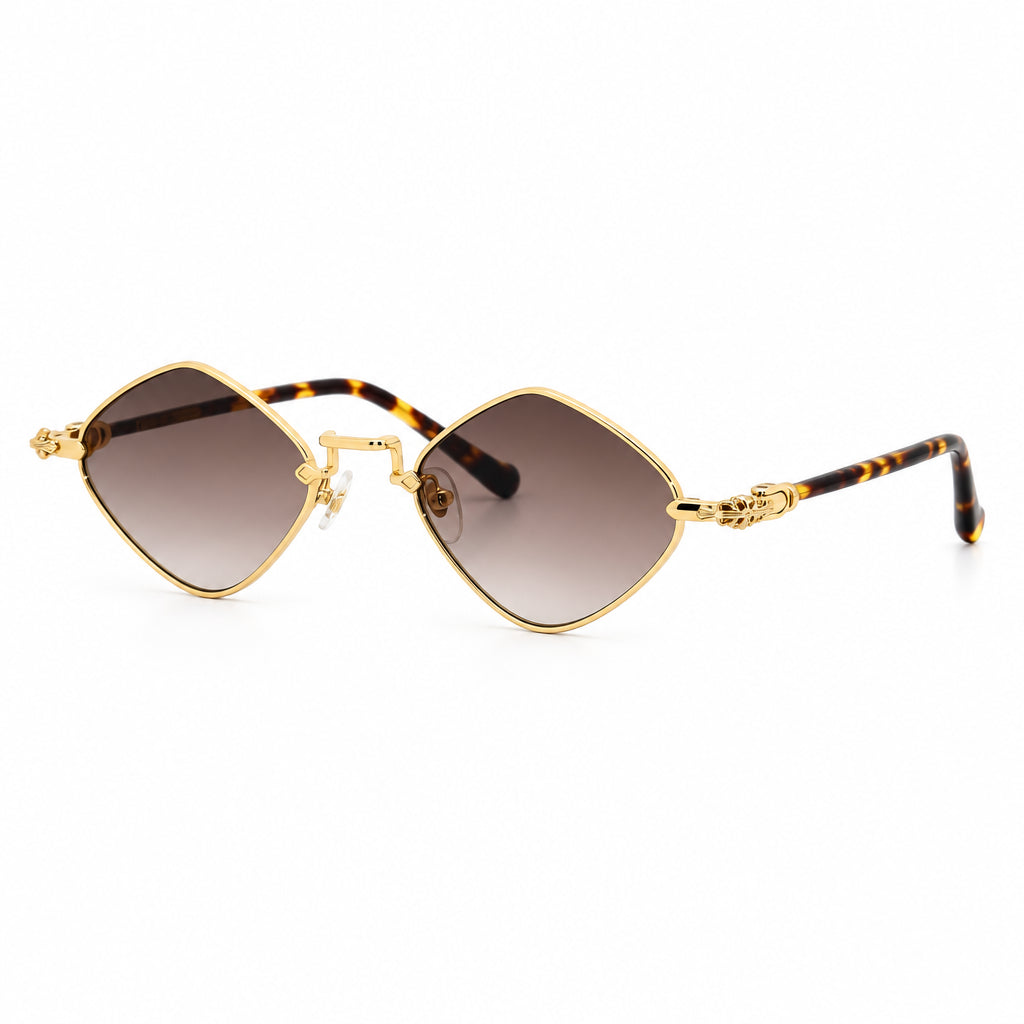 Chrome Hearts Diamond Dog 2157 Unisex Gold & Tortoiseshell Diamond Sunglasses