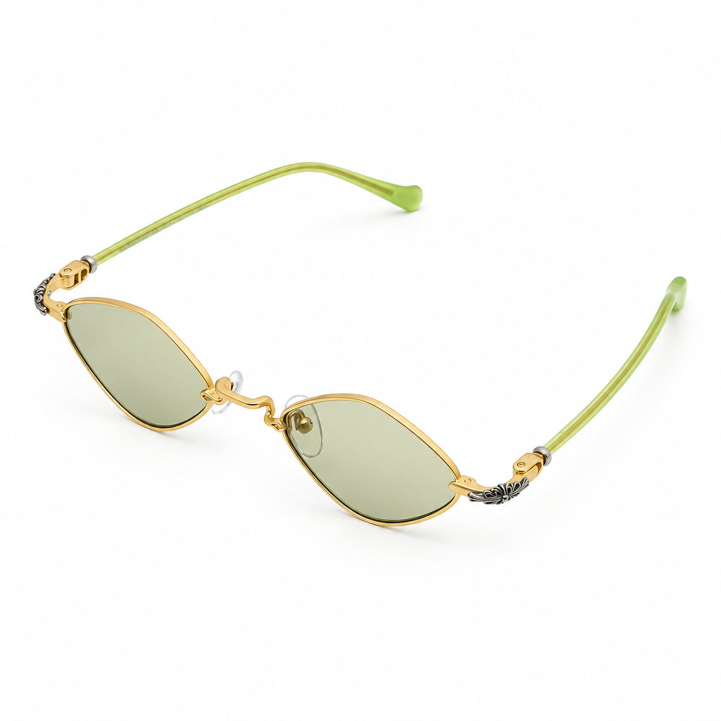 Chrome Hearts Diamond Dog 2156 Unisex Matte Green & Gold Diamond Sunglasses
