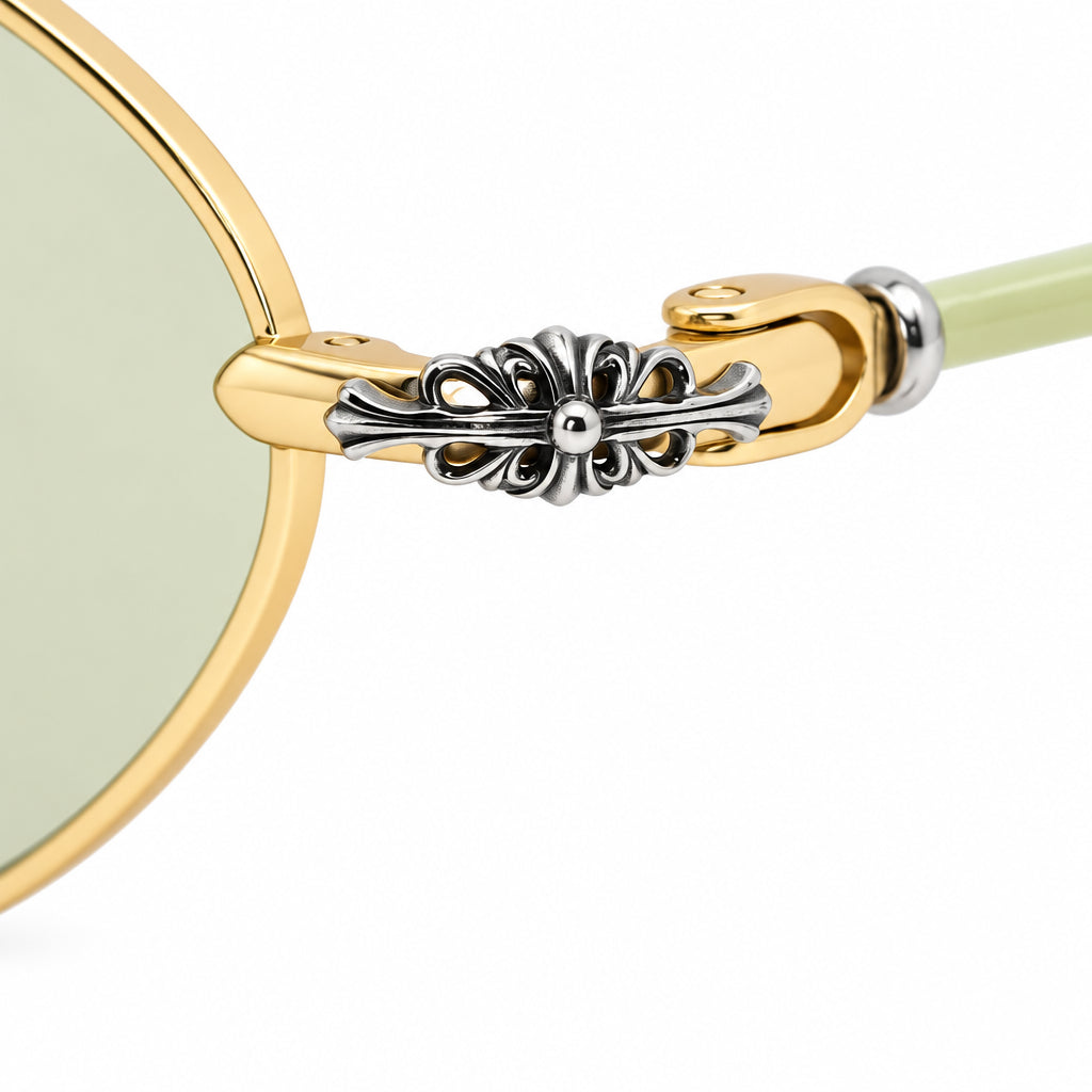 Chrome Hearts Diamond Dog 2156 Unisex Matte Green & Gold Diamond Sunglasses