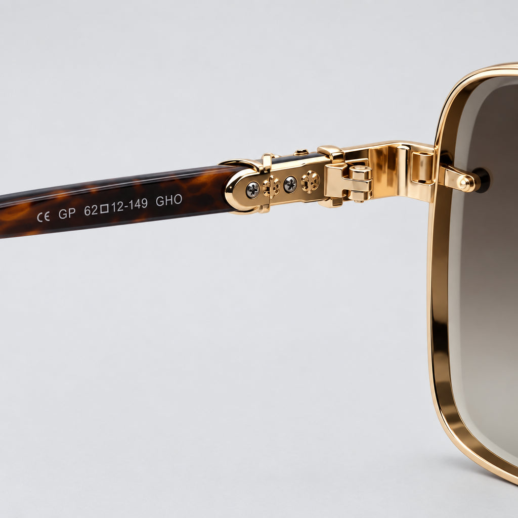 Chrome Hearts GHO 1402 Unisex Gold & Brown Gradient Square Sunglasses