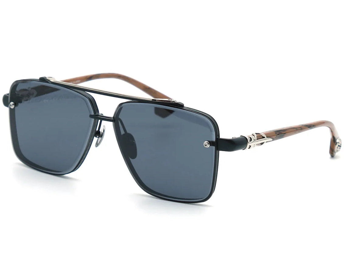 Chrome Hearts GHO 1403 Unisex Black & Grey Monochromatic Square Sunglasses