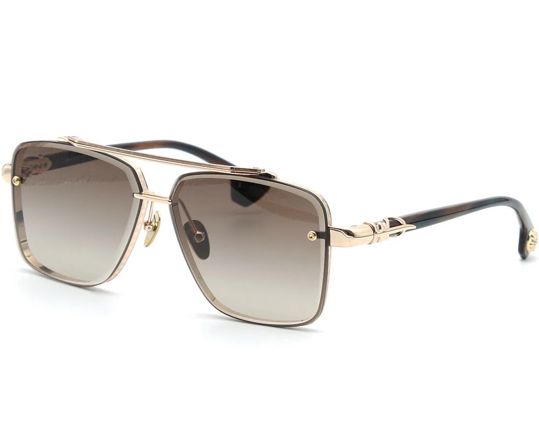 Chrome Hearts GHO 1402 Unisex Gold & Brown Gradient Square Sunglasses