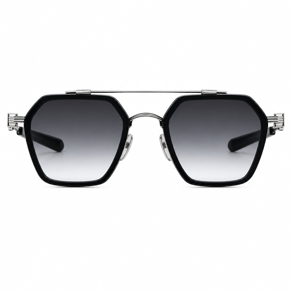 Chrome Hearts Hotation 2632 Unisex Matte Black & Silver Gothic Geometric Sunglasses