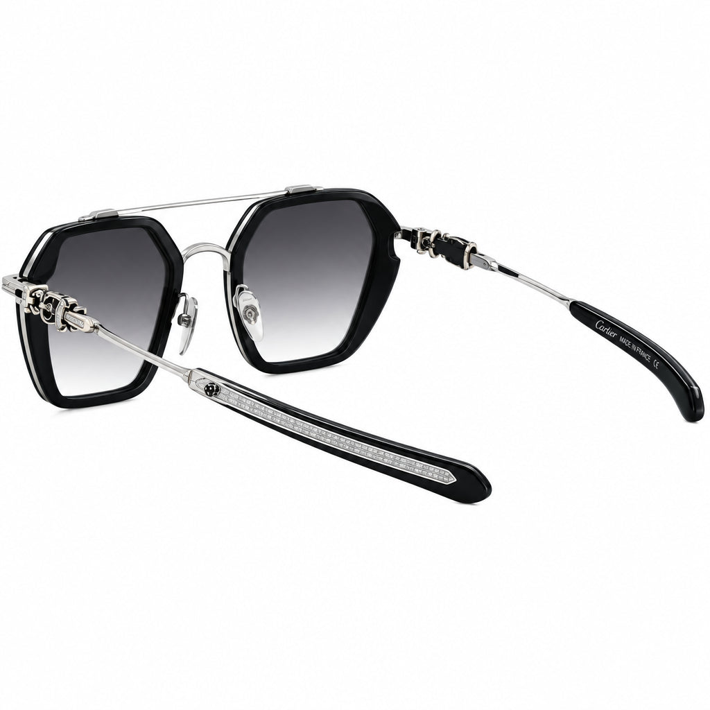 Chrome Hearts Hotation 2632 Unisex Matte Black & Silver Gothic Geometric Sunglasses