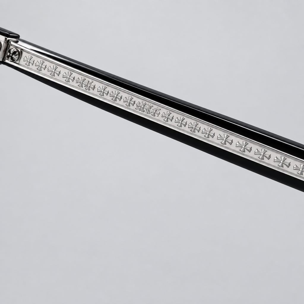 Chrome Hearts Hotation 2632 Unisex Matte Black & Silver Gothic Geometric Sunglasses