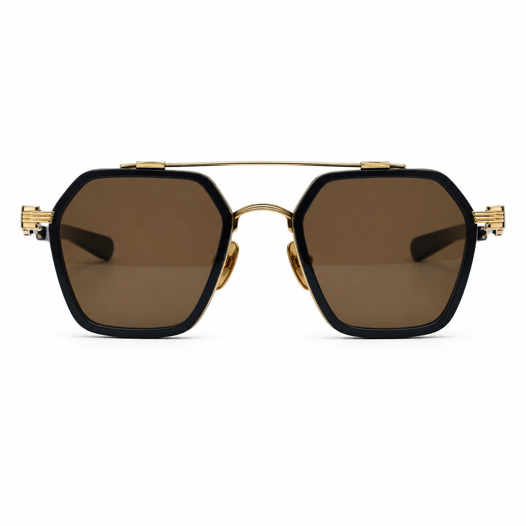Chrome Hearts Hotation 2633 Unisex Matte Black & Gold Gothic Geometric Sunglasses