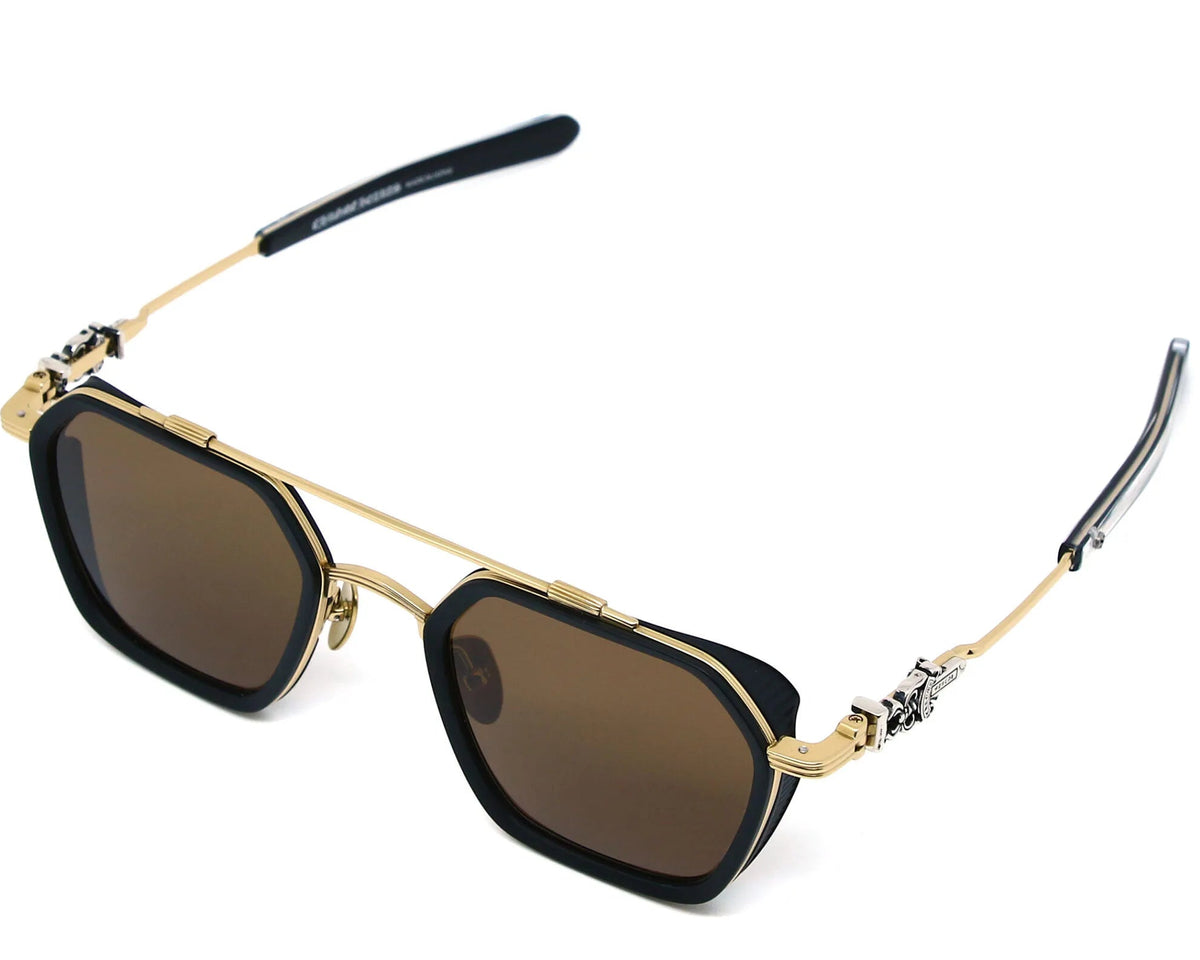 Chrome Hearts Hotation 2633 Unisex Matte Black & Gold Gothic Geometric Sunglasses