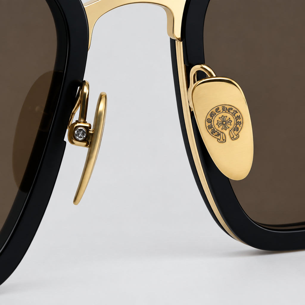 Chrome Hearts Hotation 2633 Unisex Matte Black & Gold Gothic Geometric Sunglasses