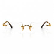 Exclusive Chrome Hearts Pills III Gold Titanium Rimless Square Glasses