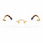 Chrome Hearts Pills I 0632 Unisex Gold & Tortoiseshell Rimless Oval Optical Glasses