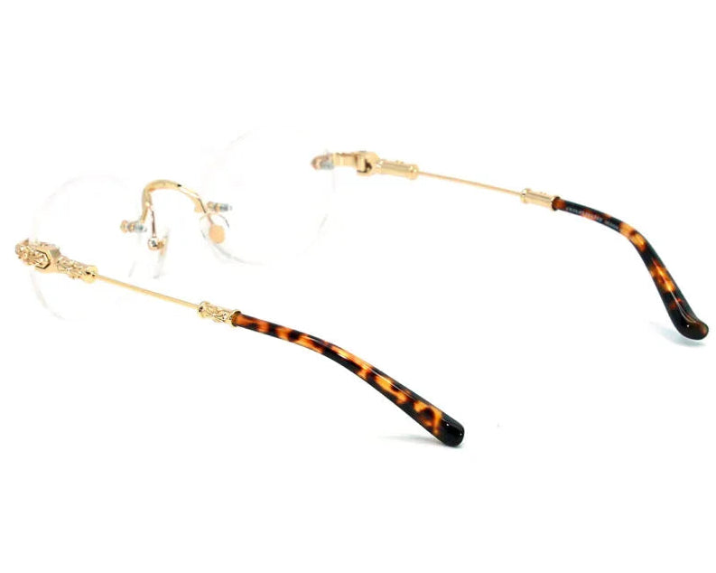 Chrome Hearts Pills I 0632 Unisex Gold & Tortoiseshell Rimless Oval Optical Glasses