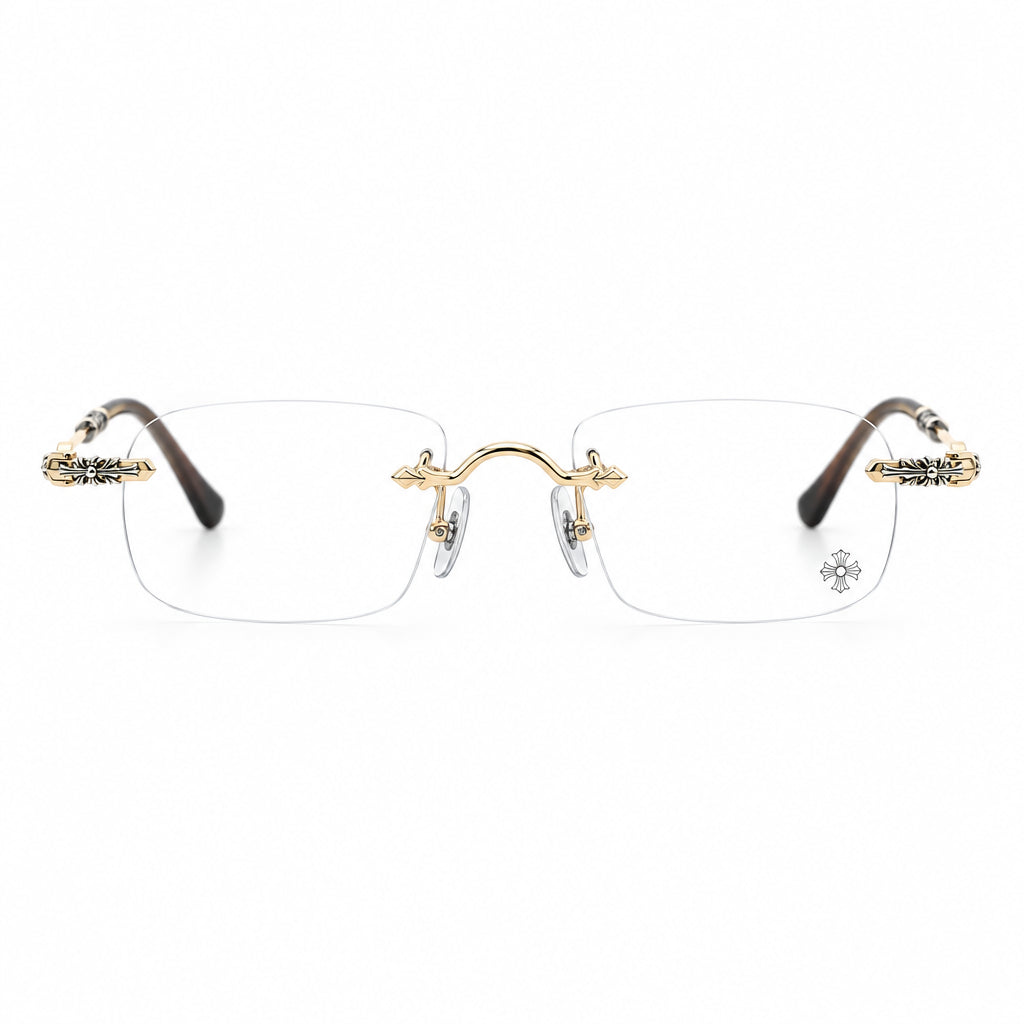 Chrome Hearts Pills III Sterling Titanium Rimless Square Glasses