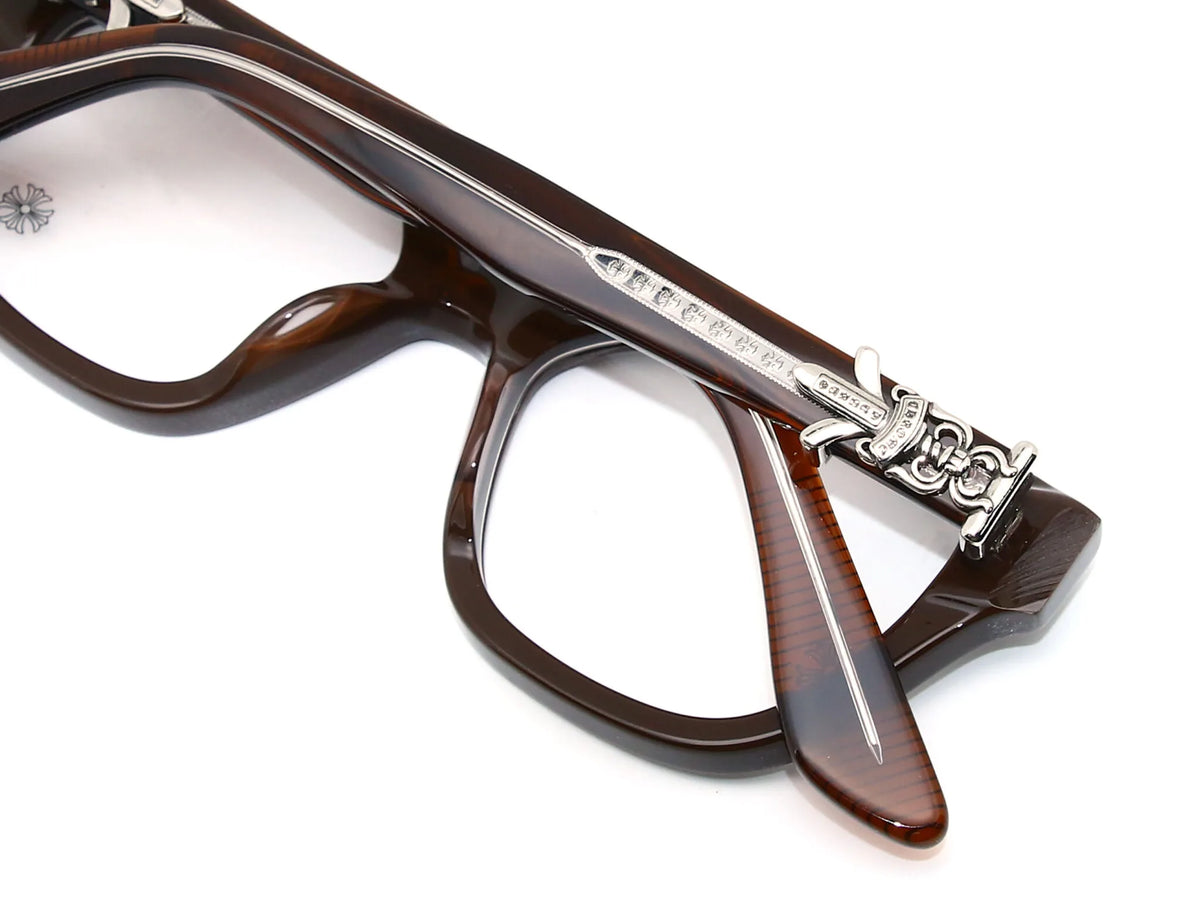 Chrome Hearts Vagillionaire II Square-Frame Brown & Silver Glasses