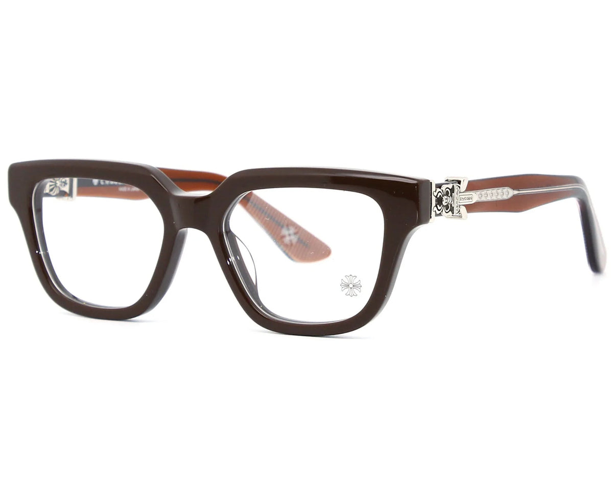 Chrome Hearts Vagillionaire II Square-Frame Brown & Silver Glasses