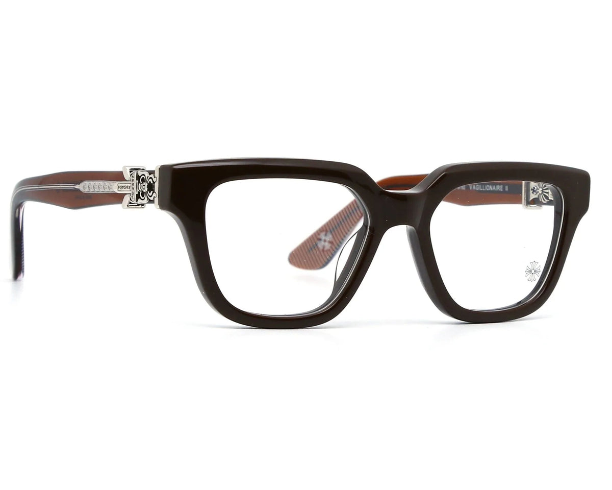 Chrome Hearts Vagillionaire II Square-Frame Brown & Silver Glasses