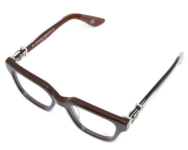 Chrome Hearts Vagillionaire II Square-Frame Brown & Silver Glasses