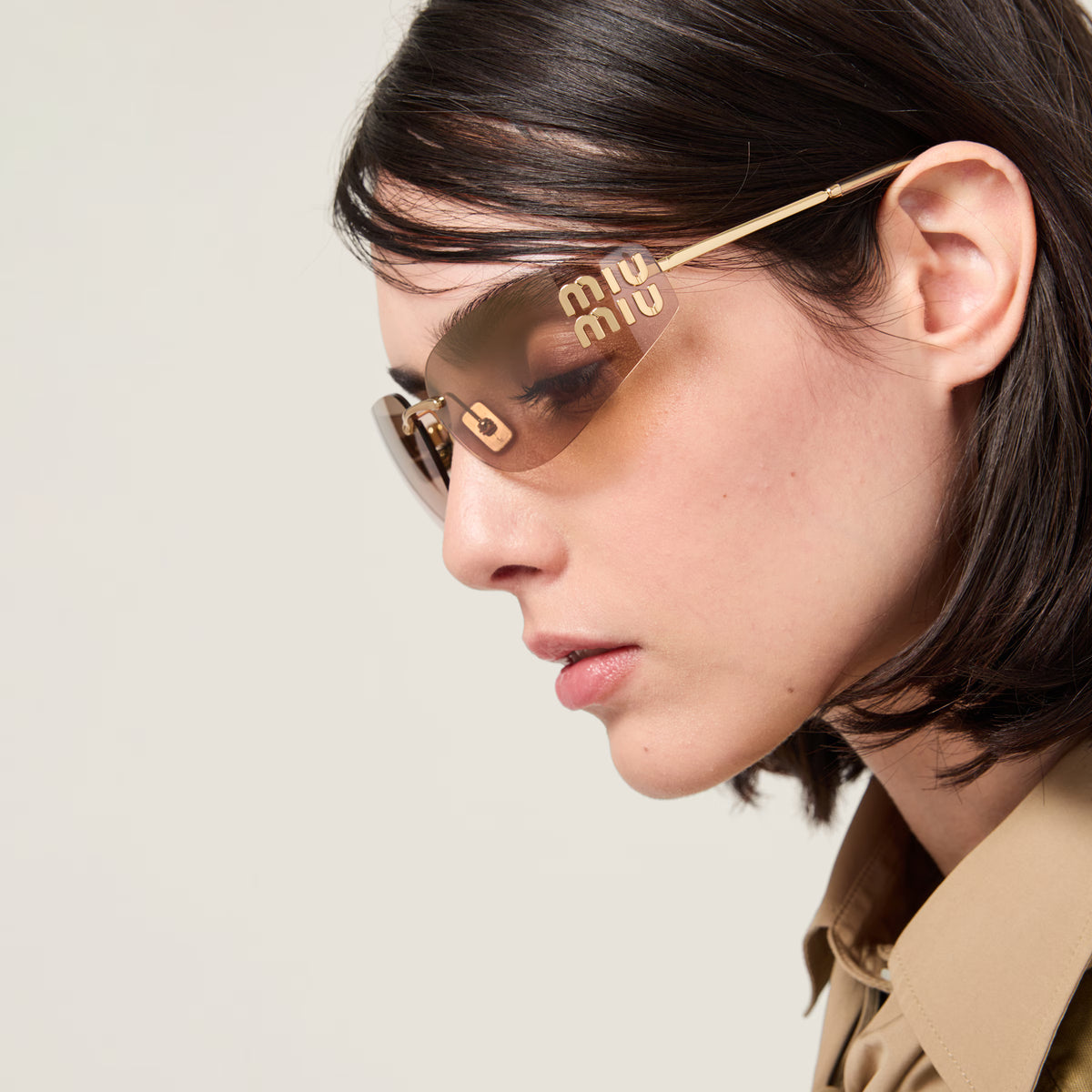 Miu Miu Aube Women Rimless Bronze Sunglasses