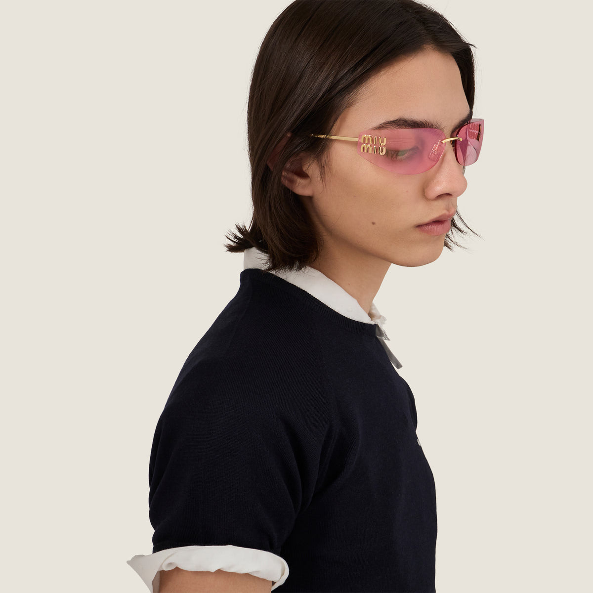 Miu Miu Women Aube Rimless Pink Sunglasses