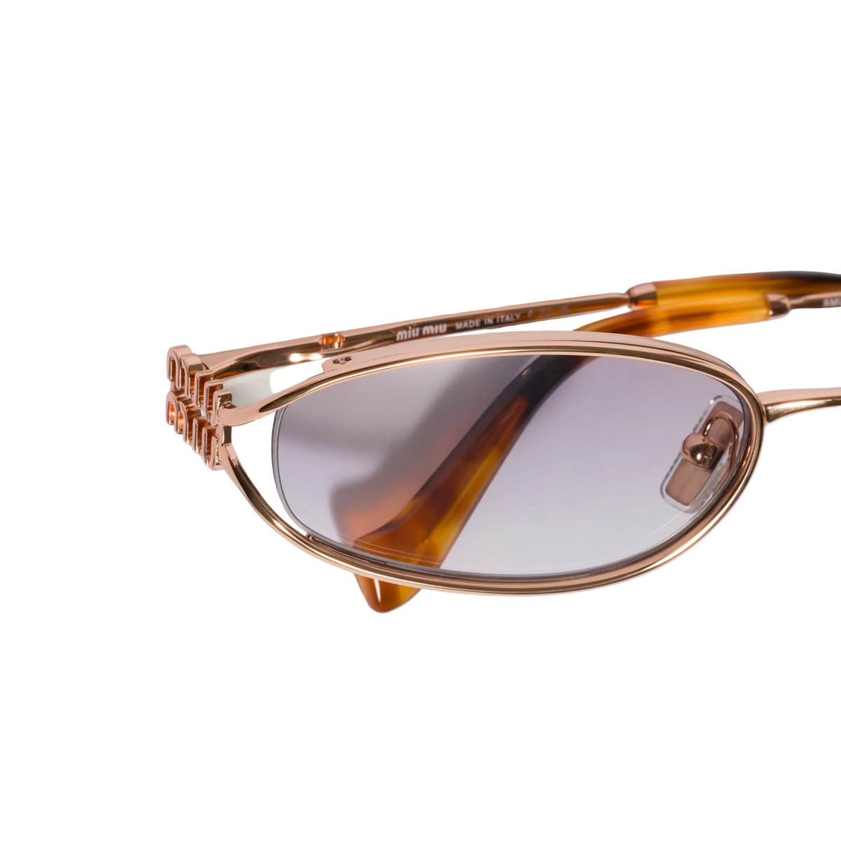 Miu Miu Women Miu Logo Crystal Gradient Sky Lenses Pink Gold Metal Sunglasses