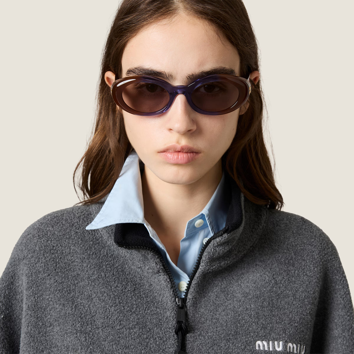 Miu Miu Women Rêverie Amber Opaline / Mauve Lenses Sunglasses