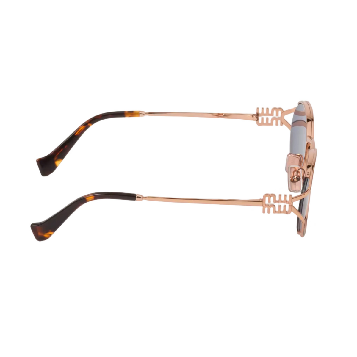 Miu Miu Women Logo Rose Gold Oval Blue Sunglasses