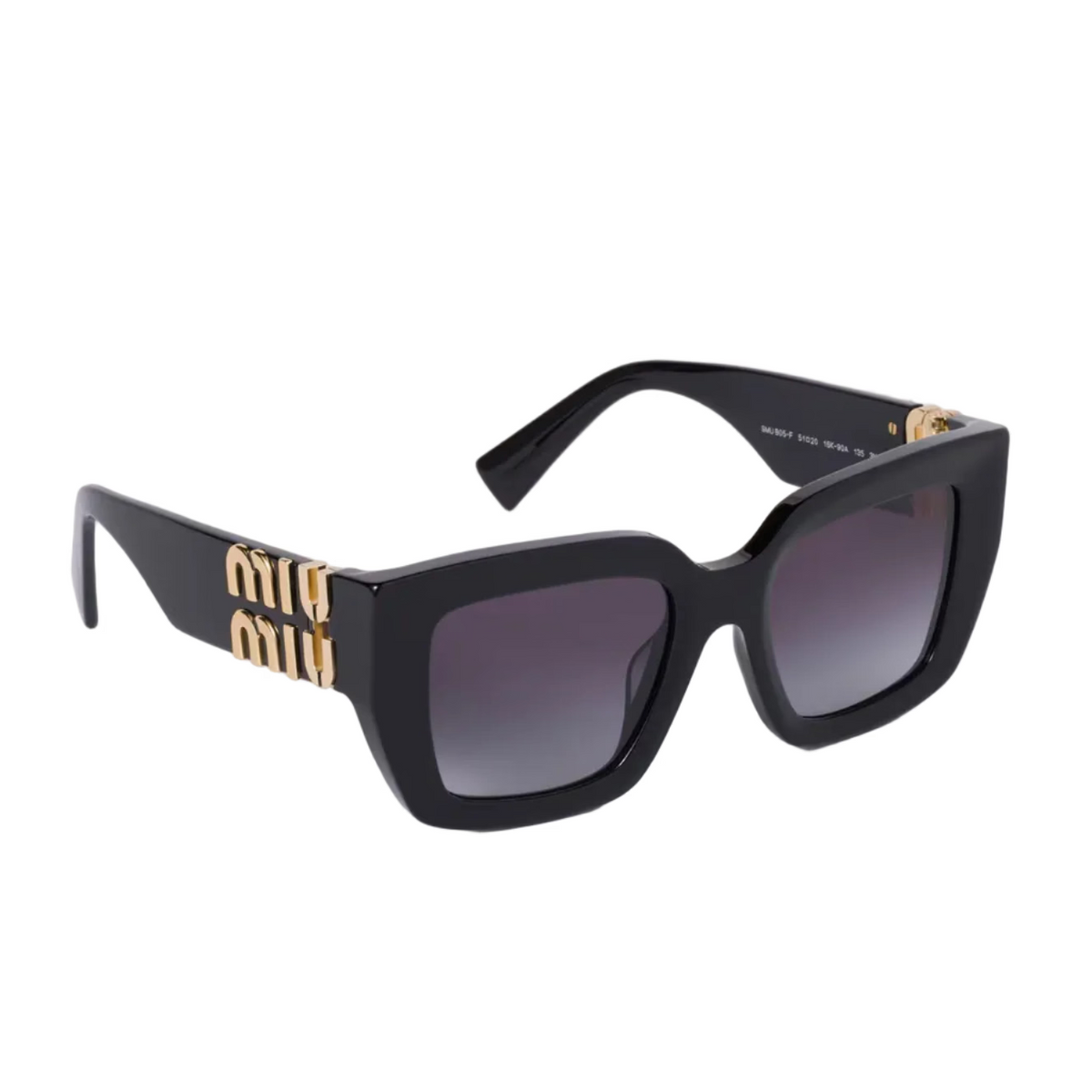 Miu Miu Women Glimpse Black Acetate Fumé Grey Shaded Sunglasses
