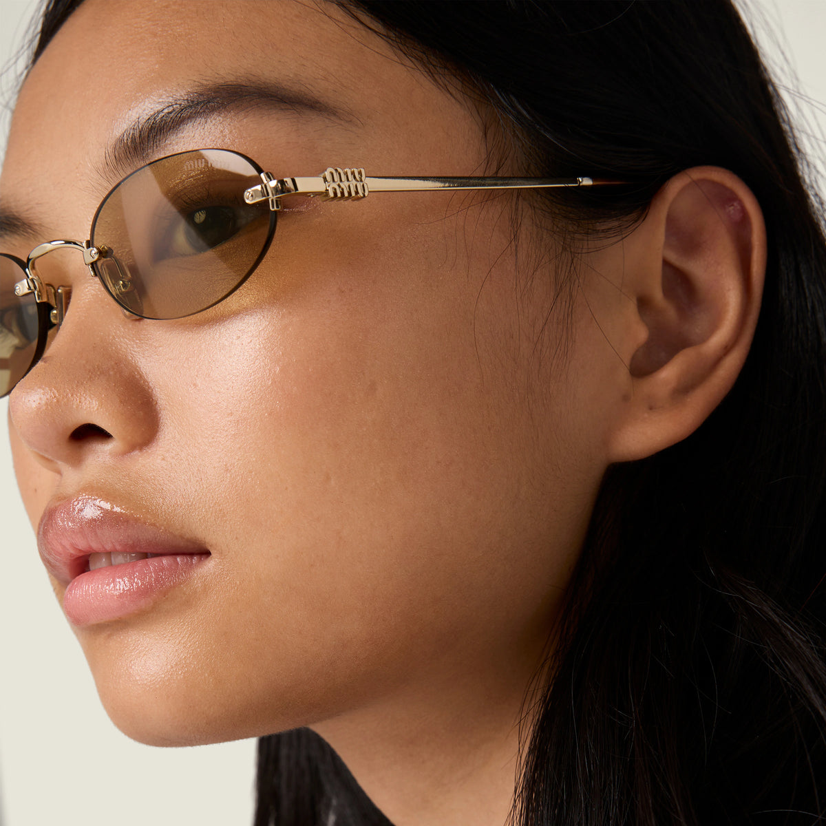 Miu Miu Women Rimless Oval Camomile Sunglasses
