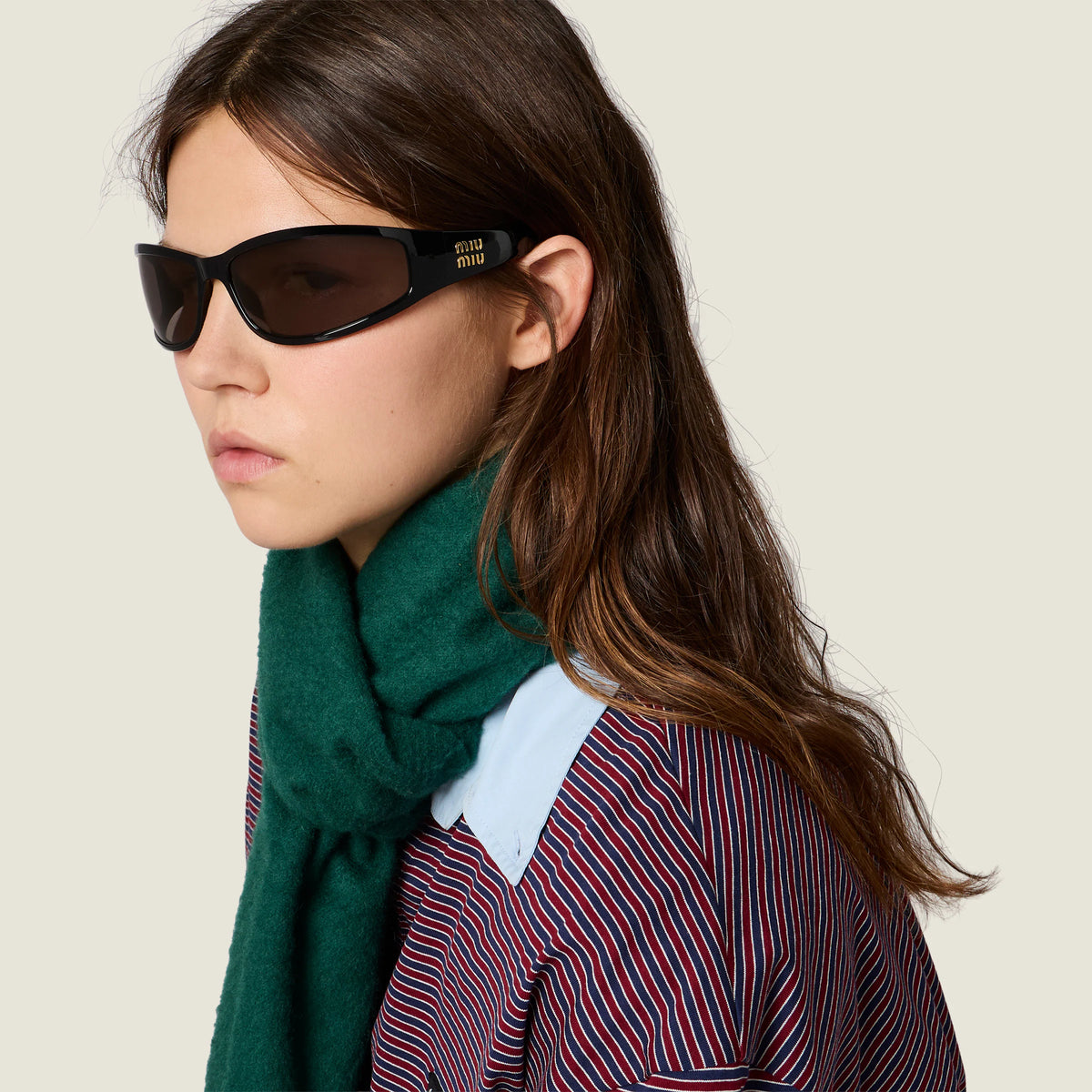 Miu Miu Eyewear Collection Women Black Wraparound Sunglasses