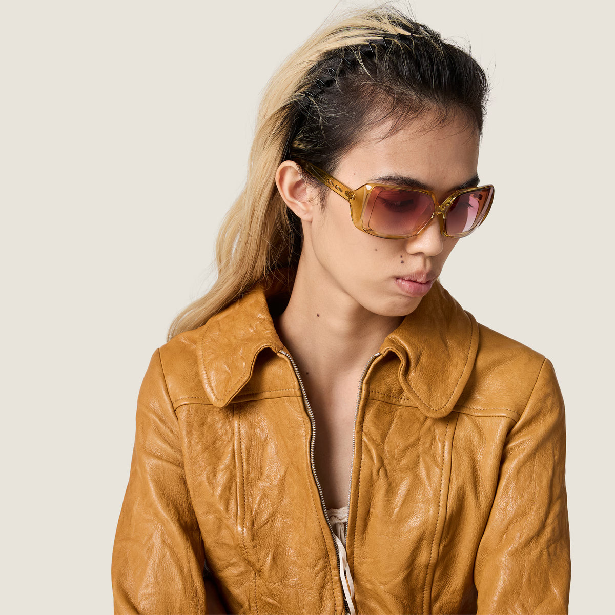 Miu Miu Runway SMUC08 Women Sunny Yellow Oversized Sunglasses