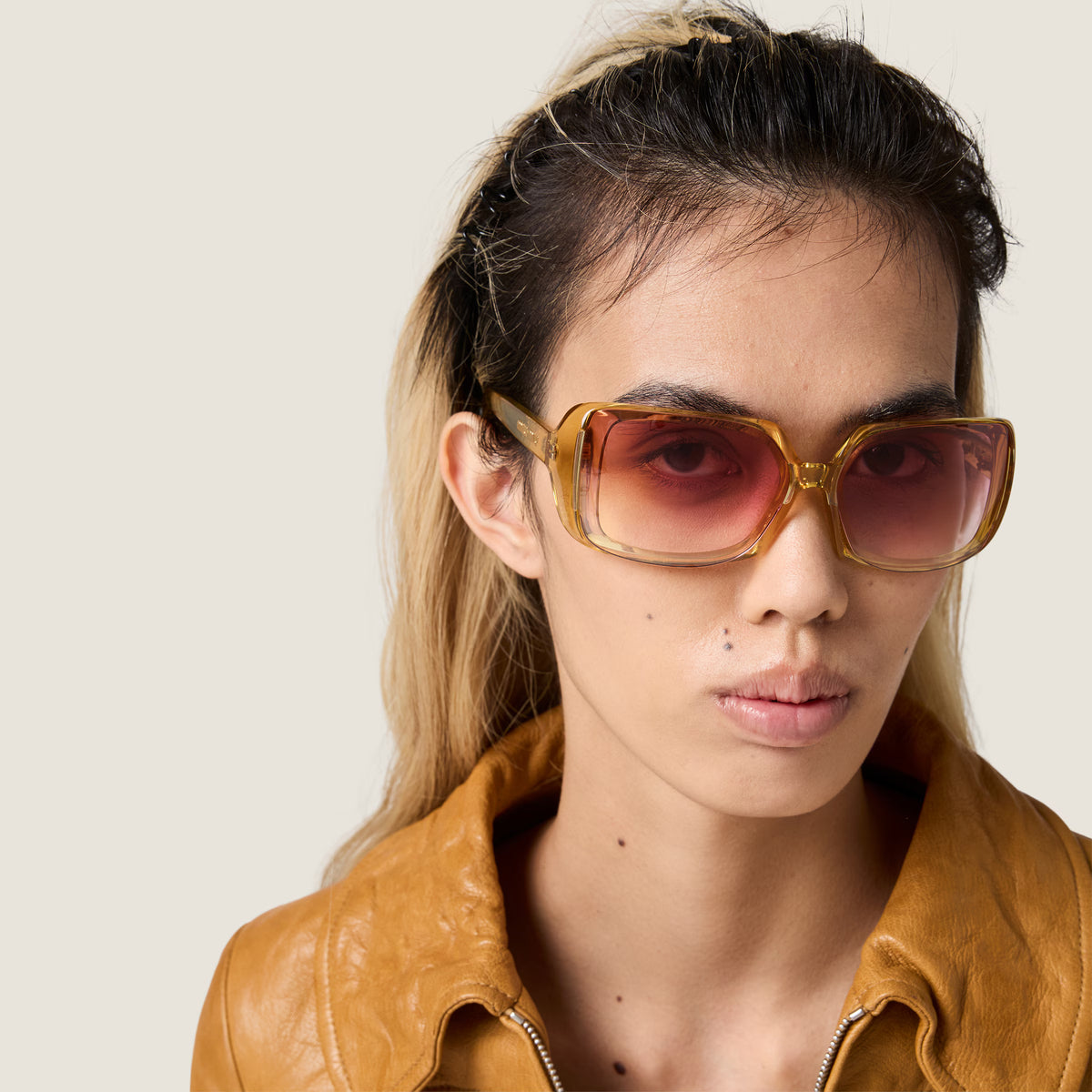 Miu Miu Runway SMUC08 Women Sunny Yellow Oversized Sunglasses