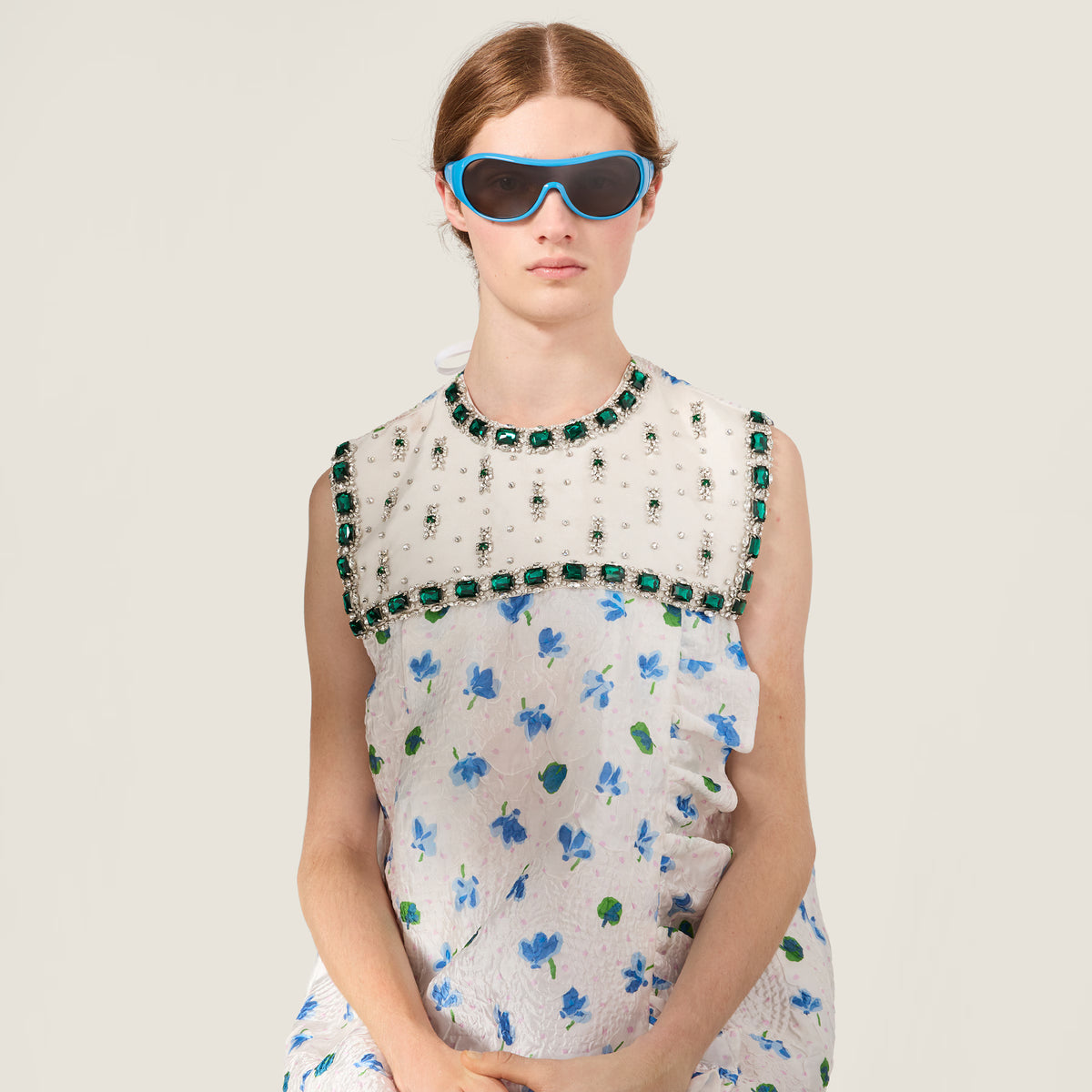 Miu Miu Ivresse Women Wraparound Celeste / Grey Sunglasses
