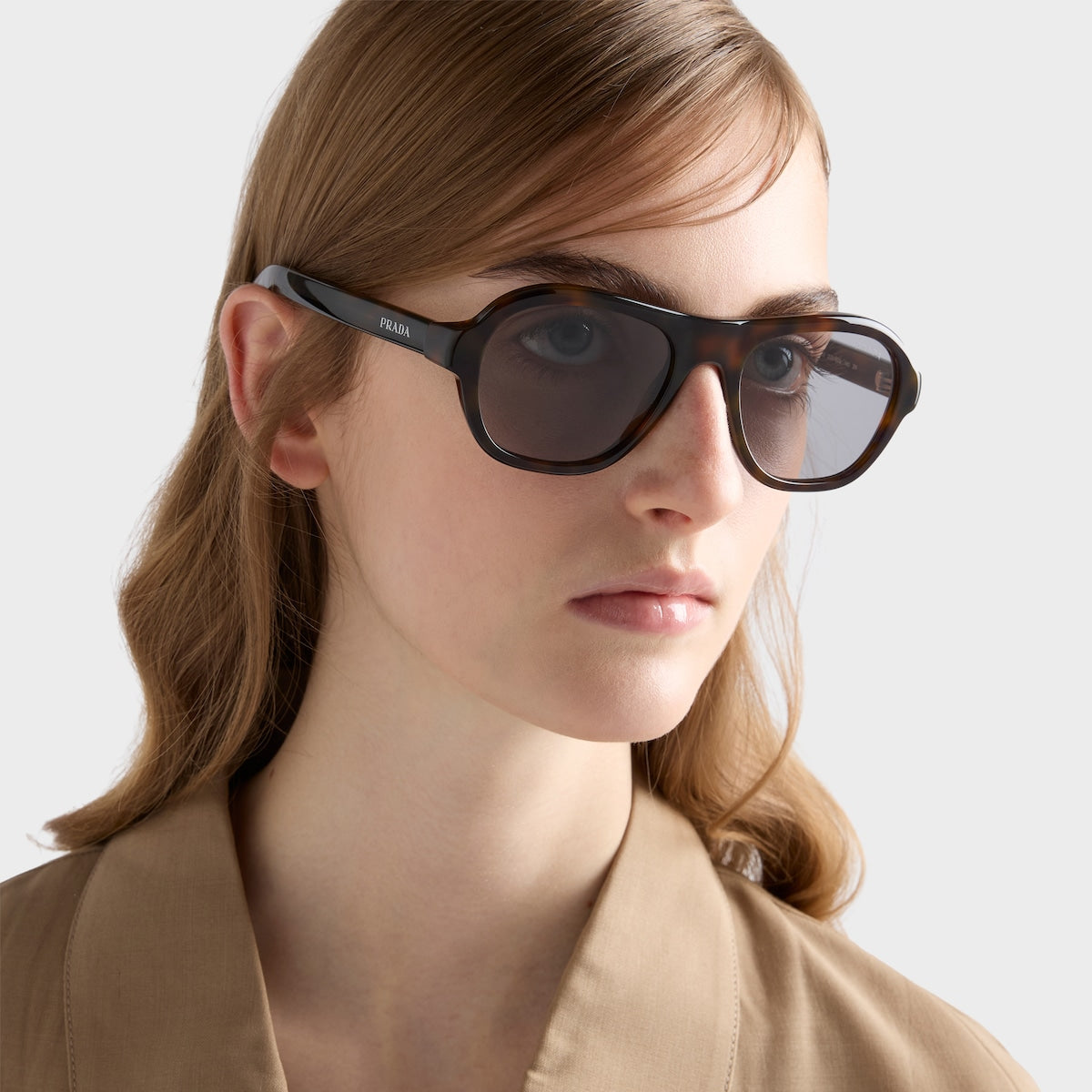 Prada Men Pilot Frame Juniper Tortoiseshell Sunglasses