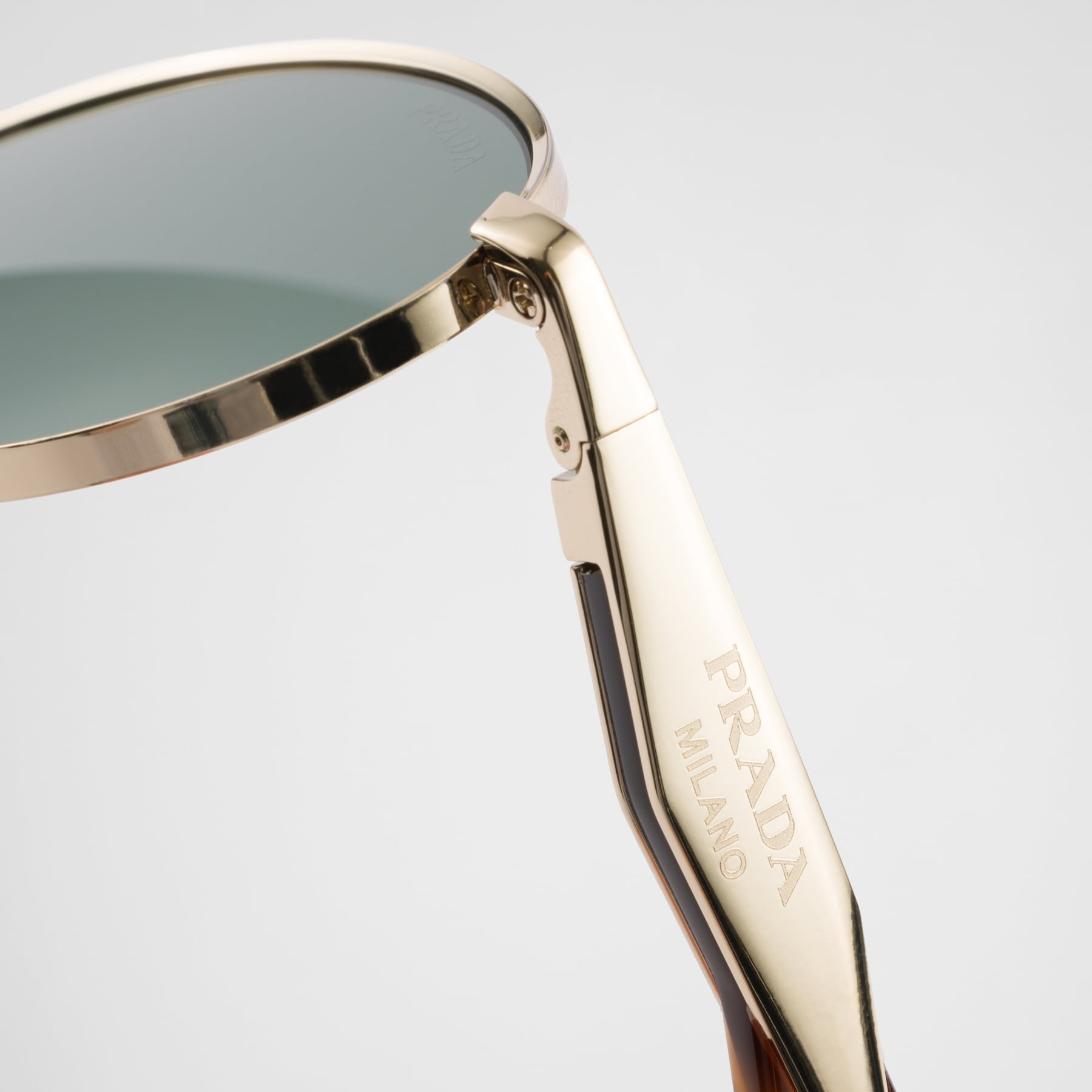 Prada Women Round Frame Soft Gold Sunglasses