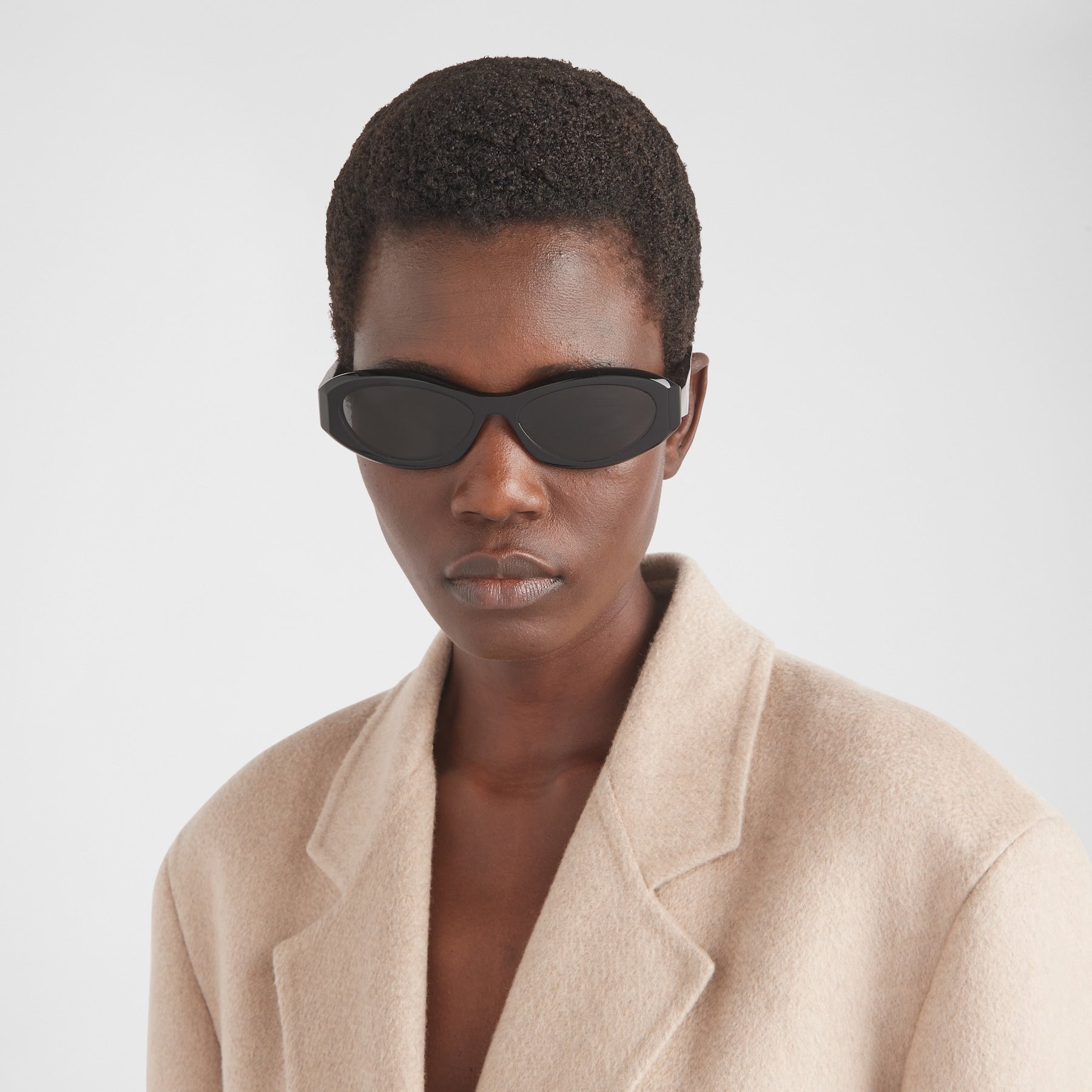 Prada Women Oval Frame Lava Black Sunglasses