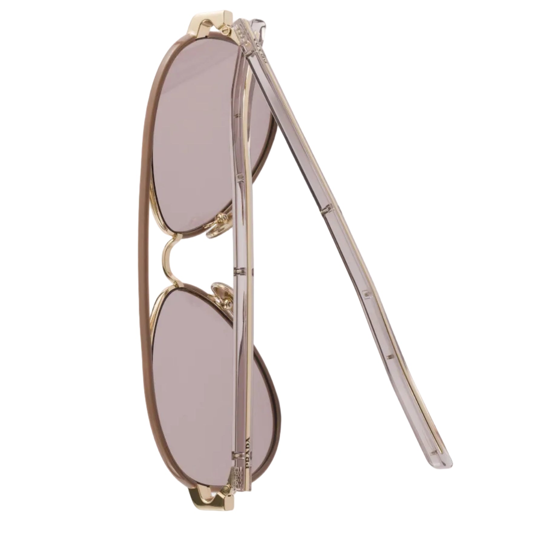 Prada Women Pilot Frame Pale Gold Sunglasses