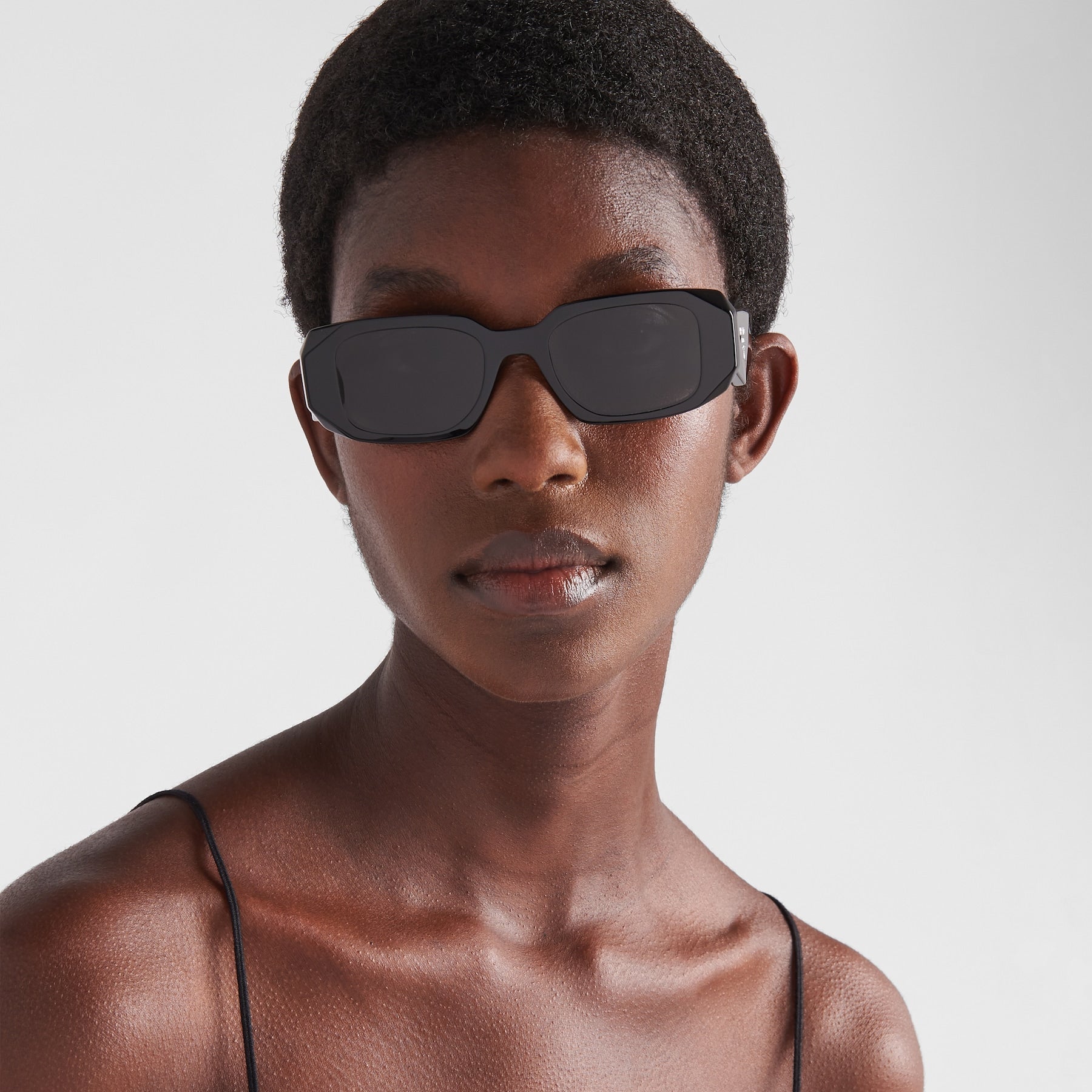 Prada Women Geometric Frame Rustic Black Sunglasses