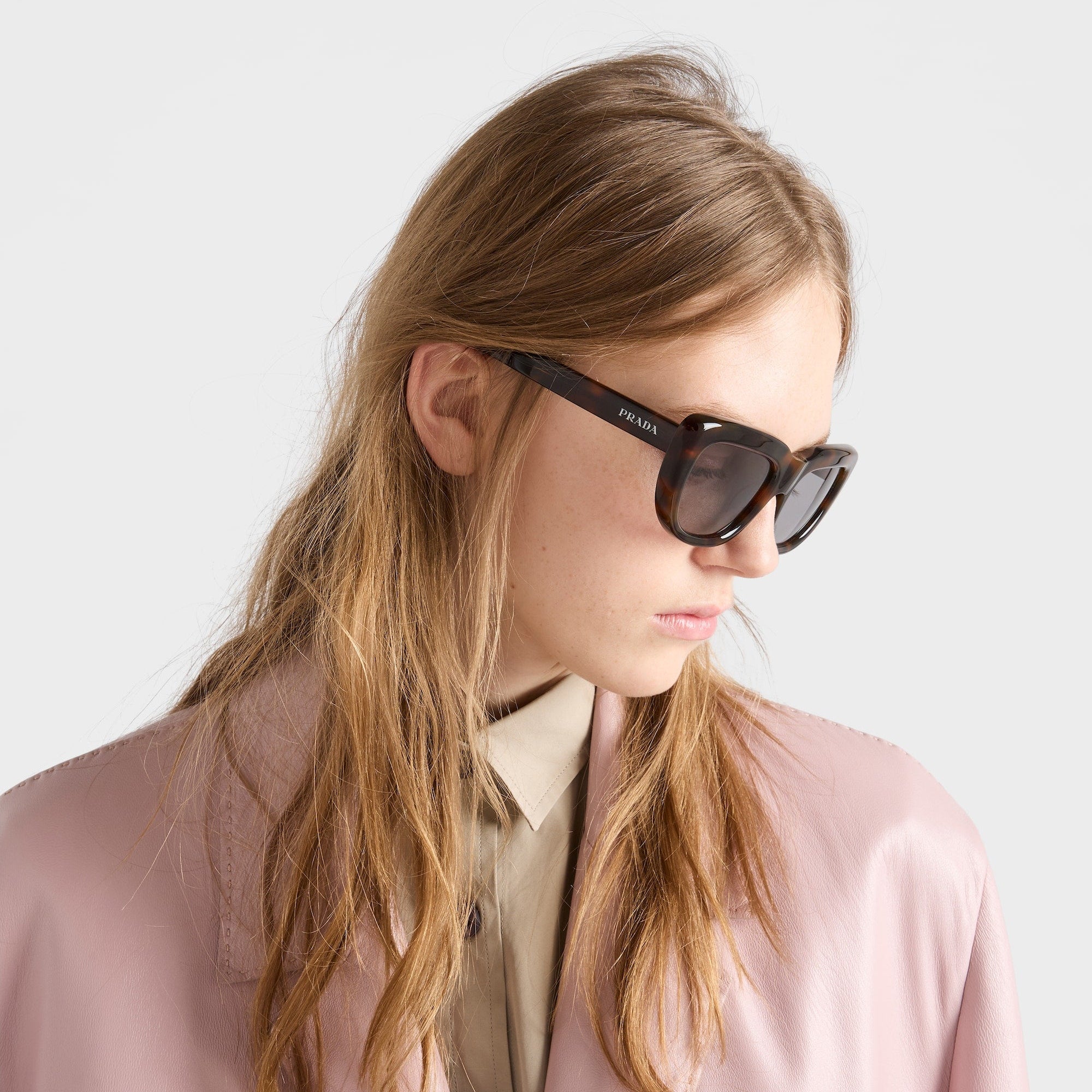 Prada Women Rectangular Frame Juniper Tortoiseshell Sunglasses