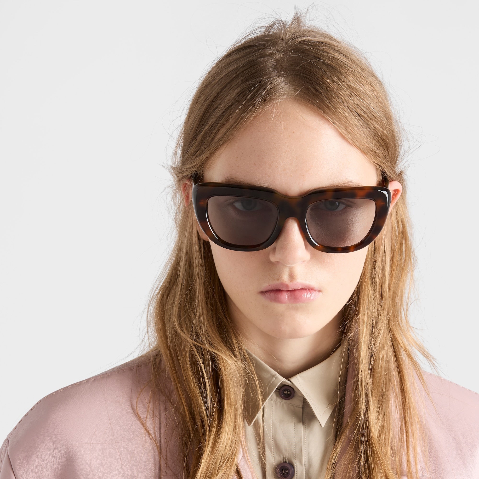 Prada Women Rectangular Frame Juniper Tortoiseshell Sunglasses