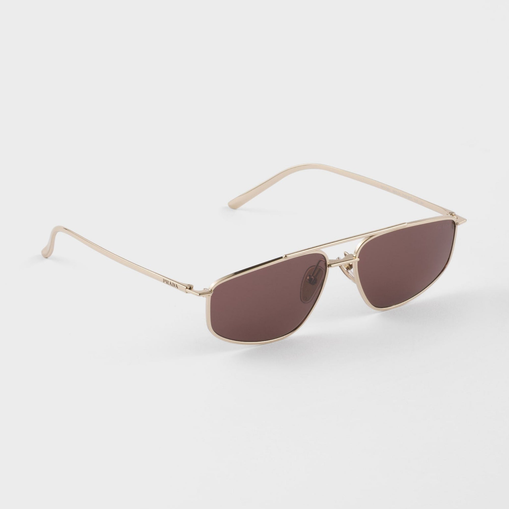 Prada Women Rectangle Frame Pale Gold Sunglasses