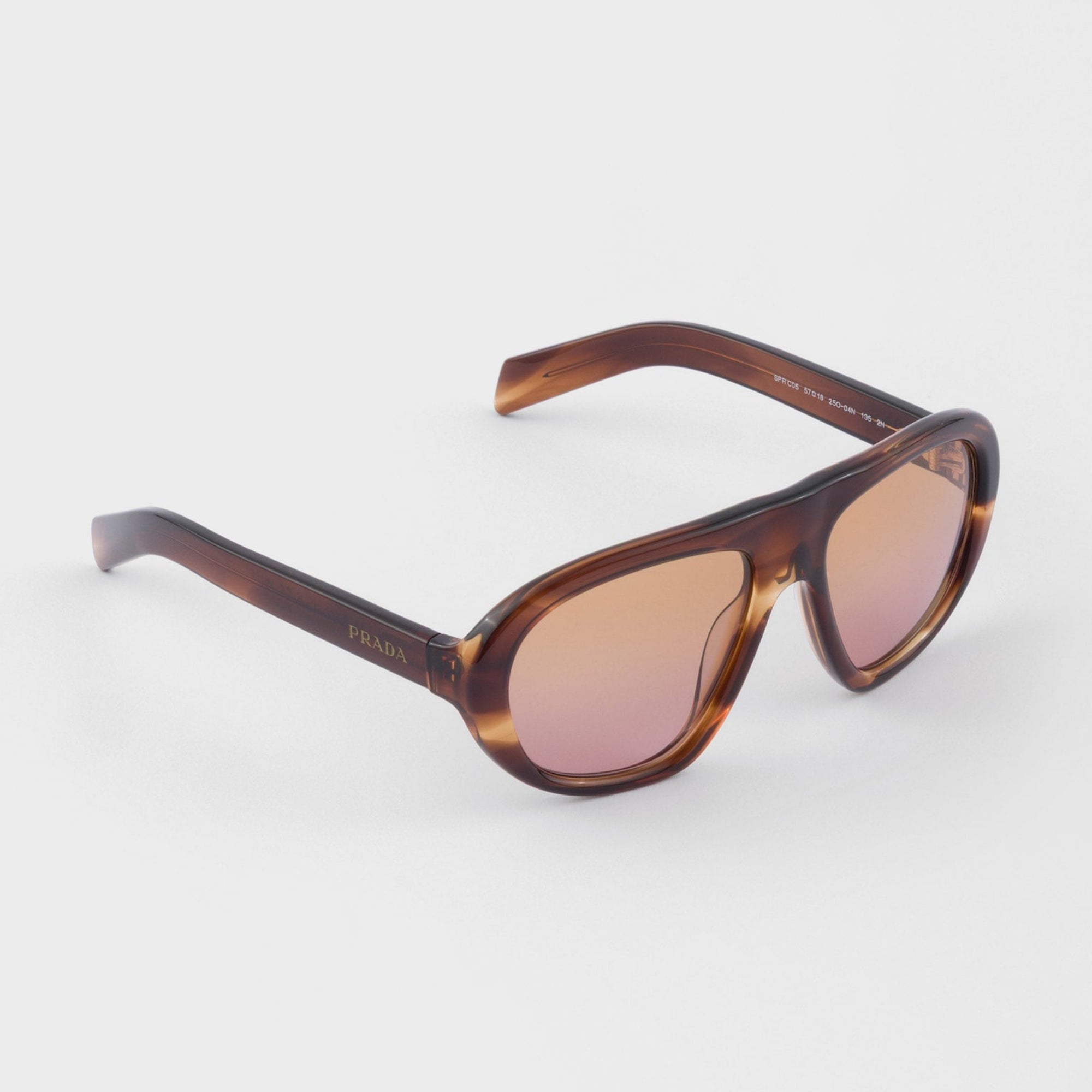 Prada Women Pilot Frame Leather Brown Sunglasses