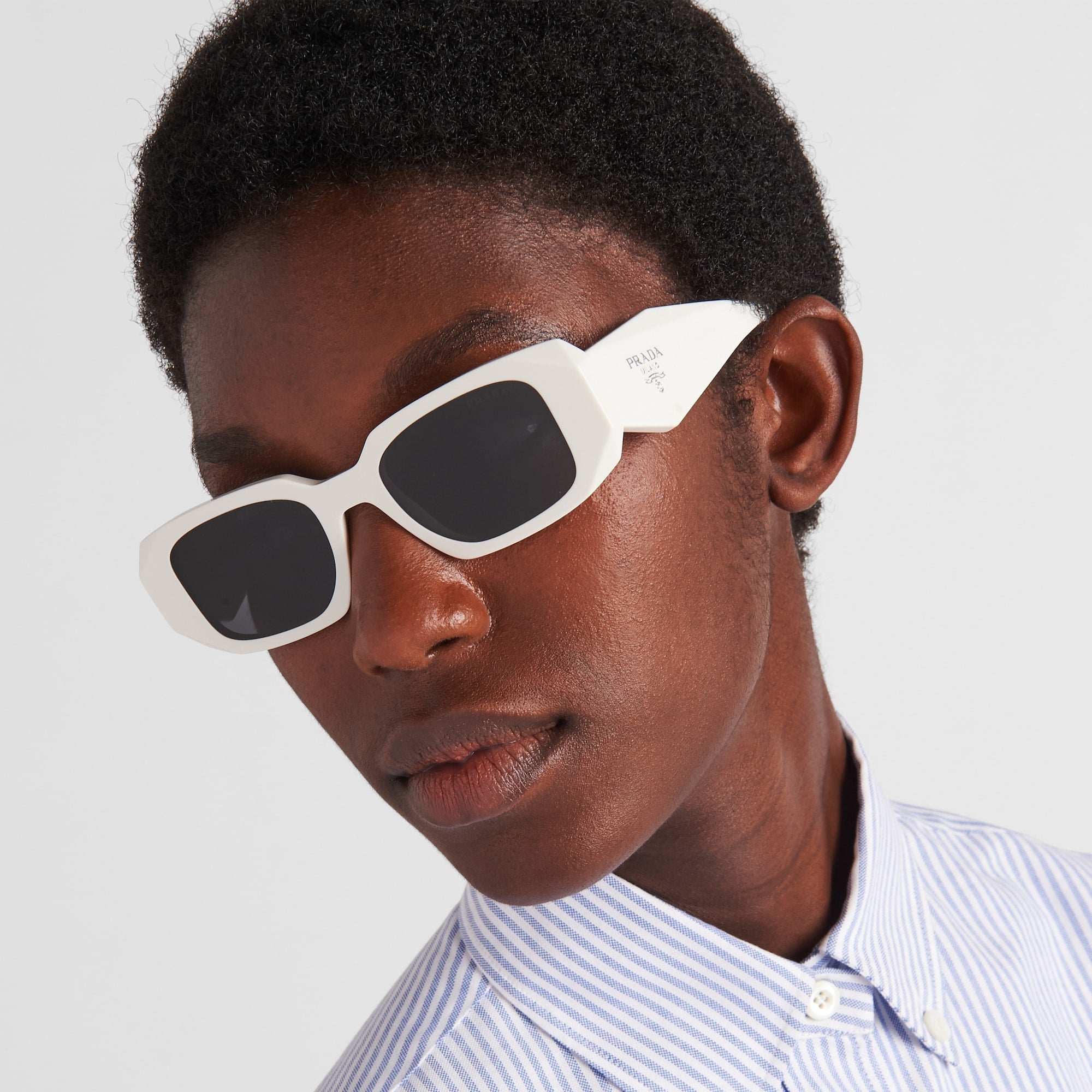Prada Women Geometric Frame White Sunglasses