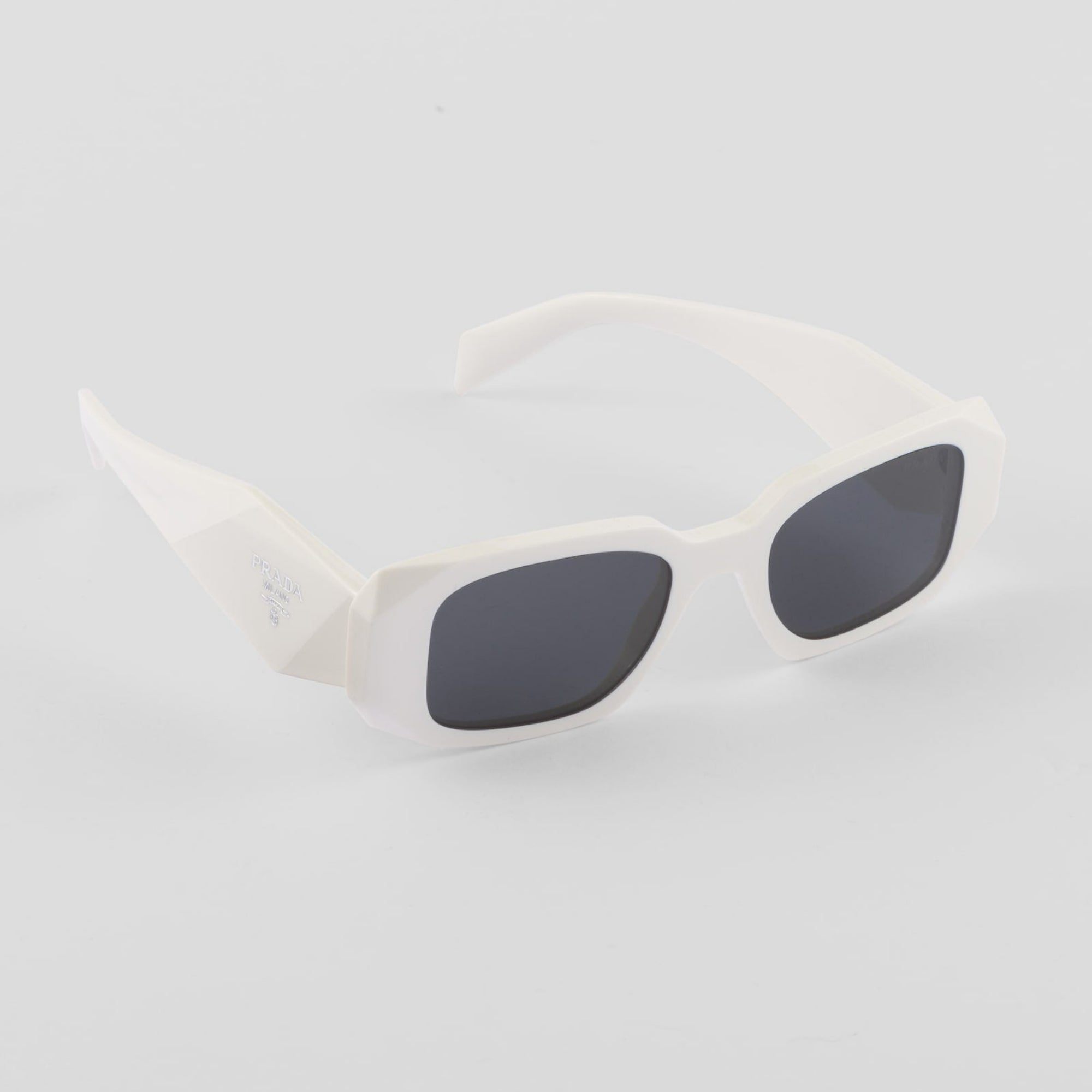 Prada Women Geometric Frame White Sunglasses