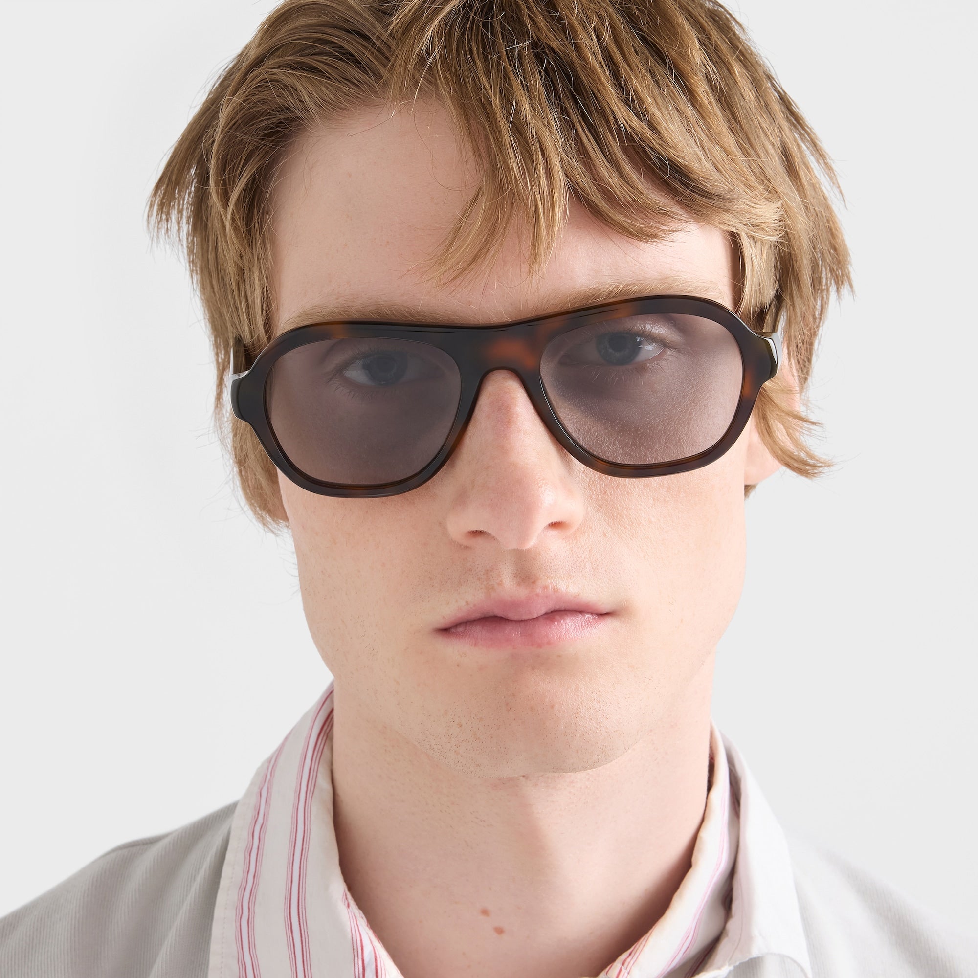 Prada Men Pilot Frame Juniper Tortoiseshell Sunglasses