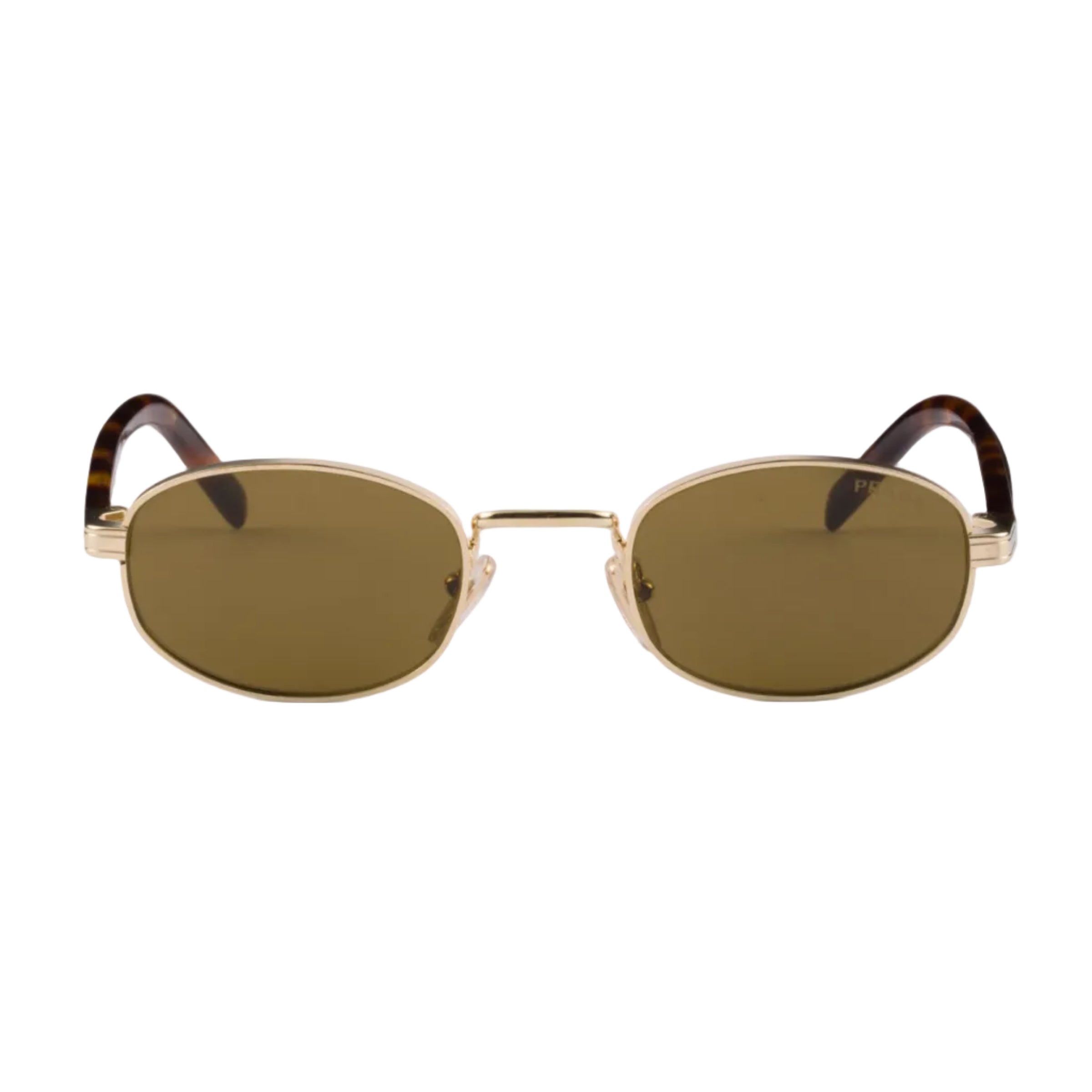 Prada Women Round Frame Honey Gold Sunglasses